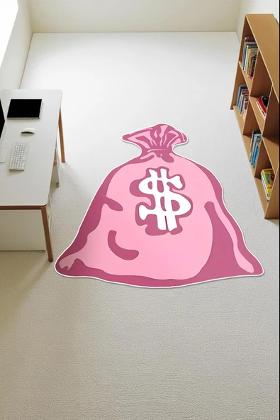 Para Kesesi Lazer Kesim Dijital Baskı Kaymaz Taban Halı H1021 RENKLİ 120 X 120 ürün görseli 1