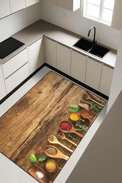 Baharat Desenli Dijital Baskı Kaymaz Taban Mutfak Halısı H0051 Renkli 120 X 180 ürün görseli 1