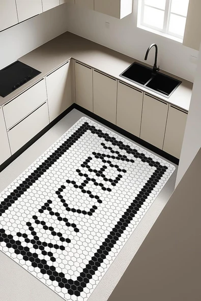 Kitchen Desenli Dijital Baskı Kaymaz Taban Mutfak Halısı H0048 Renkli 100 X 200 ürün görseli 1