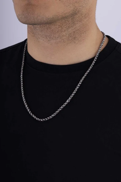Gümüş Pazarım Sarmal Model Trend Erkek Çelik Zincir ürün görseli 1