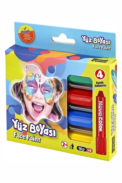 Yüz Boyası 4 Renk 1 Paket Face Paint Çevirmeli Yüz Boyası Canlı Renkler ürün görseli 1
