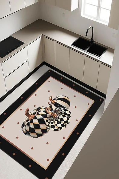 Bal Kabağı Modern Desenli Dijital Baskı Kaymaz Taban Mutfak Halısı H0030 Renkli 180 X 280 ürün görseli 1