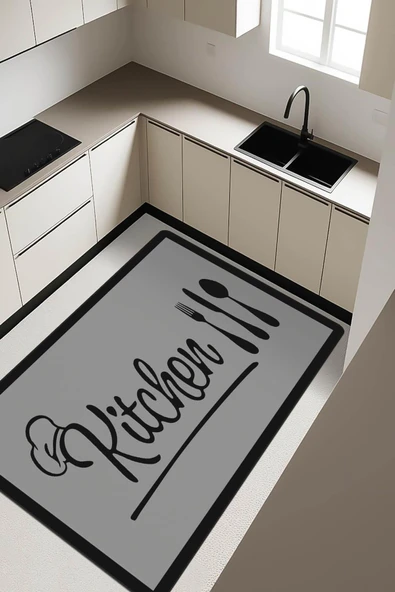Kitchen Desenli Dijital Baskı Kaymaz Taban Mutfak Halısı H0061 RENKLİ 140 X 200 ürün görseli 1