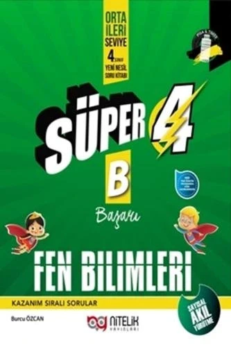 Yeni Süper 4 Sınıf Fen Bilimleri B Başarı Yeni Nesil Soru Kitabı Nitelik Yayınları ürün görseli 1