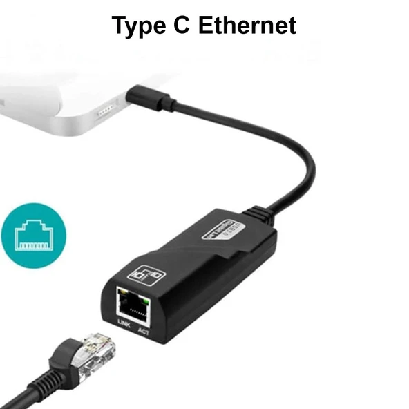 Type c ethernet adaptörü 10/100 Mbps usb C 3.0 RJ45 ethernet lan adaptörü - Resim 4