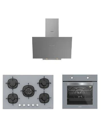 Silverline 3'lü Gri Cam Ankastre Set (3481 Flam 60 Gri+cs5365s01+bo65e1s01) ürün görseli 1