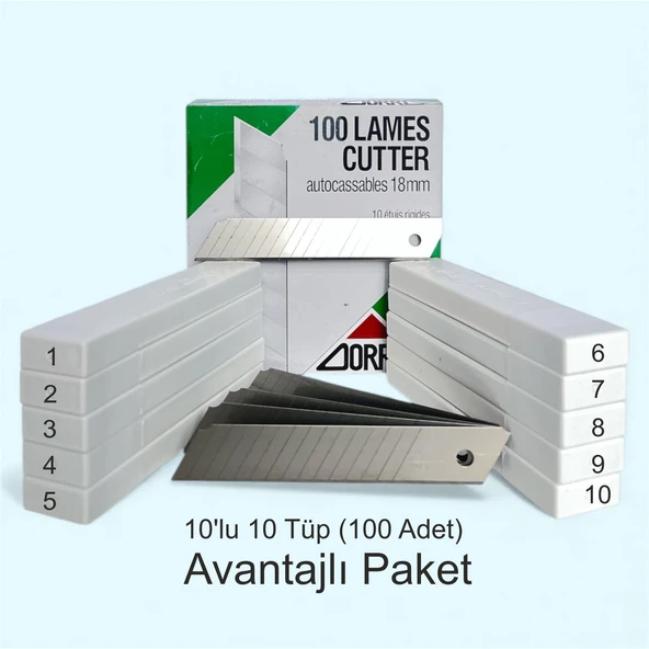 ZORRO 1404 Geniş Maket Bıçağı Yedeği 18mm 14 Kırımlı 100 Adet ürün görseli 1