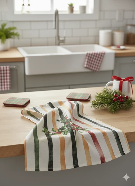 Christmas | %100 Pamuk Baskılı Kurulama Bezi – 40×60 cm Yılbaşı Temalı  Desenli 1 ürün görseli 1