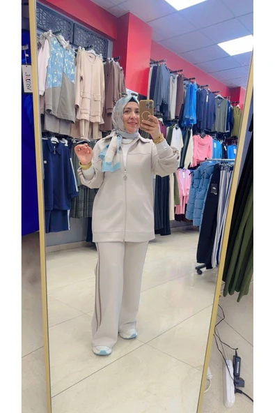 Yanları Çizgili Fermuarlı İkili Takım ürün görseli 1