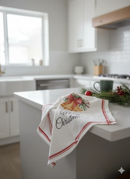 Christmas | %100 Pamuk Baskılı Kurulama Bezi – 40×60 cm Yılbaşı Temalı  Desenli 2 ürün görseli 1
