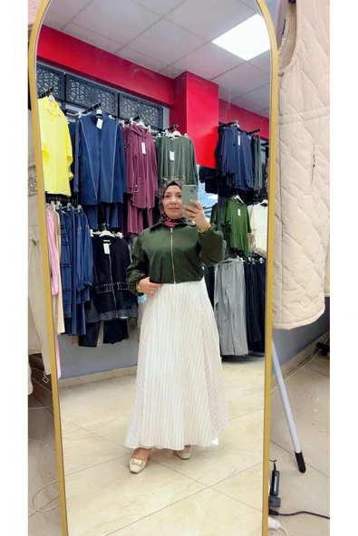 Balon Kollu Crop Mont - Resim 2