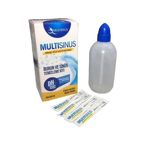 Multiplus Burun ve Sinüs Temizleme Kiti 20x240 ml Yüksek Hacimli Düşük Basınçlı pH Dengeli Ergonomik Şişe ürün görseli 1