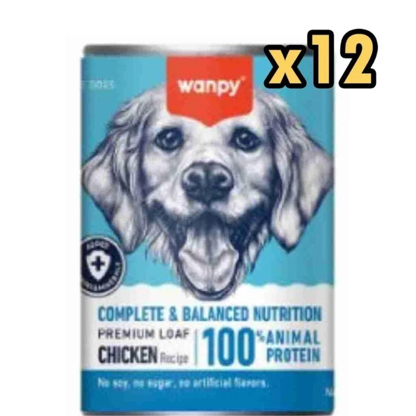 Wanpy Tahılsız %100 Gerçek Et Tavuklu Köpek Konservesi 375 gr x 12 Adet ürün görseli 1