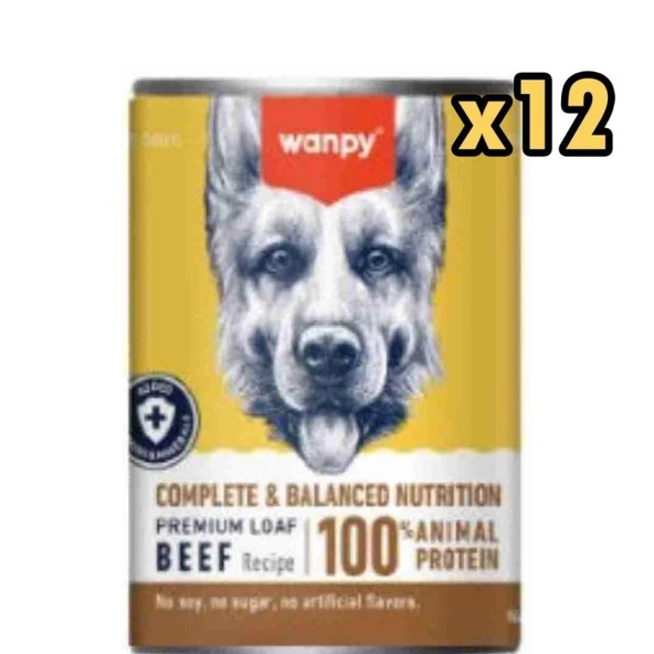 Wanpy Tahılsız %100 Gerçek Et Biftekli Köpek Konservesi 375 gr x 12 Adet ürün görseli 1