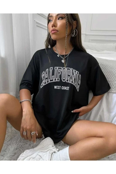 KOZİA OUTDOORS MALKOÇBEY LOS ANGELES BASKILI OVERSİZE UNİSEX BASİC T-ŞHİRT ürün görseli 1