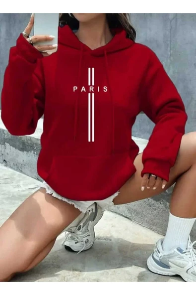 KOZİA OUTDOORS malkoçbey  paris dikey baskılı oversize unisex  swaetşhirt ürün görseli 1