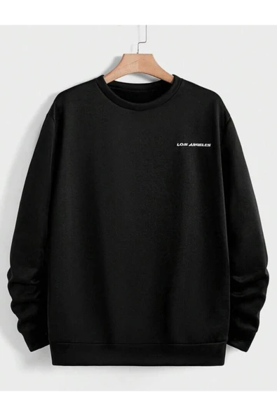 CAST COLLECTİON Unisex Siyah Bisiklet Yaka Los Angeles Baskılı Sweatshirt ürün görseli 1