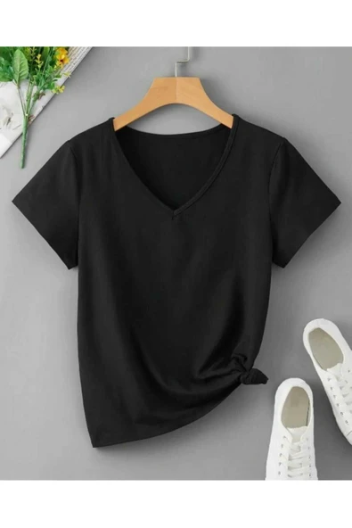 KOZİA OUTDOORS Pamuklu Oversize Basic V Yaka Unisex Tişört ürün görseli 1