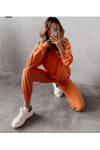 KOZİA OUTDOORS Oversize Şardonlu Basic Kapüşonlu Sweatshirt Jogger Eşofman Takımı ürün görseli 1