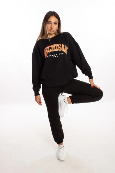blackbonds Siyah Oversize Mıchıgan Sweatshirt ürün görseli 1