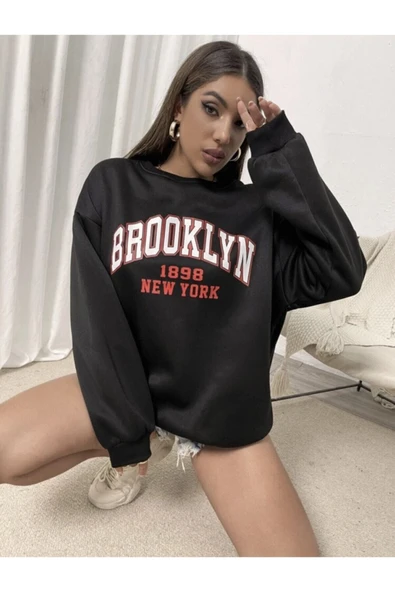 blackbonds Kadin Siyah Brooklyn Oversize Sweatshirt ürün görseli 1