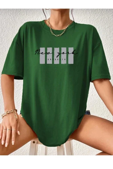 KOZİA OUTDOORS malkoçbey newyork broklıyn baskılı overisze unisex basic t-şhirt ürün görseli 1