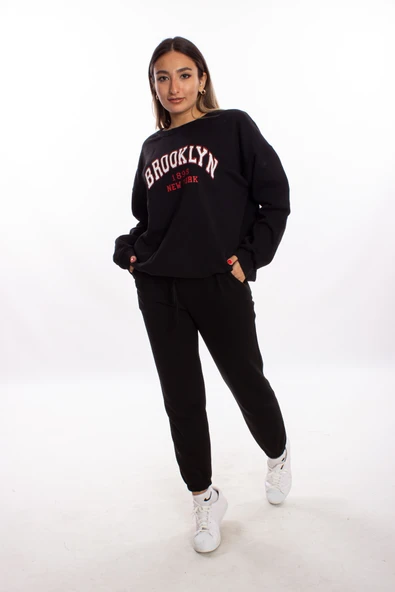 blackbonds Kadin Brooklyn Baskılı Oversize Sweatshirt - Resim 2