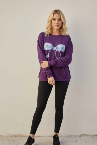 blackbonds steteskop fiyonk bakılı bisiklet yaka kadın sweatshirt ürün görseli 1