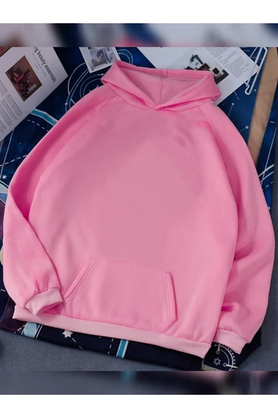 blackbonds Unisex Renkli Kapüşonlu Pembe Sweatshirt ürün görseli 1