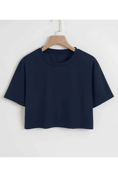 KOZİA OUTDOORS vengeance baskısız oversize lacivert crop t-şhirt ürün görseli 1