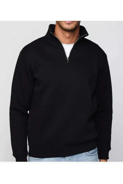 KOZİA OUTDOORS malkoçbey  dik yakalı fermuarlı oversize unisex sweatshirt ürün görseli 1
