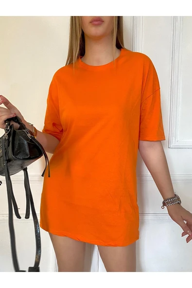 my trendy Unısex Düz Renk Basic Oversize Pamuklu Örme Kısa Kollu Bol Kalıp Tshirt ürün görseli 1