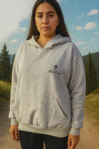 KOZİA OUTDOORS orjinal kozia baskılı oversize unisex kapüşonlu sweatşhirt ürün görseli 1