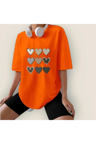 Garalio Renklli kalp oversize tişört GARALİO ürün görseli 1