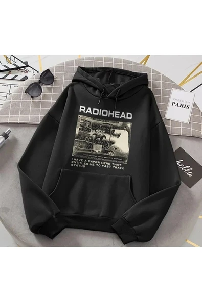MODA MOSAIC Radiohead Dna Breeding Siyah Kapşonlu Kalın Kumaş ( Unisex ) ürün görseli 1