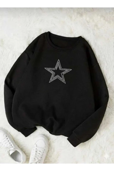 blackbonds Unisex Star Stroke Taş Baskılı Sweatshirt ürün görseli 1