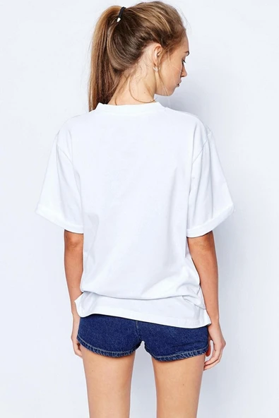 Pasage Oversize Düz Beyaz Tshirt - Resim 3