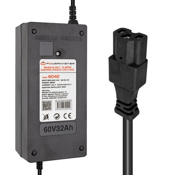 Powermaster PM-6042 60 Volt - 32 Amper Elektrikli Bisiklet Şarj Cihazı ürün görseli 1
