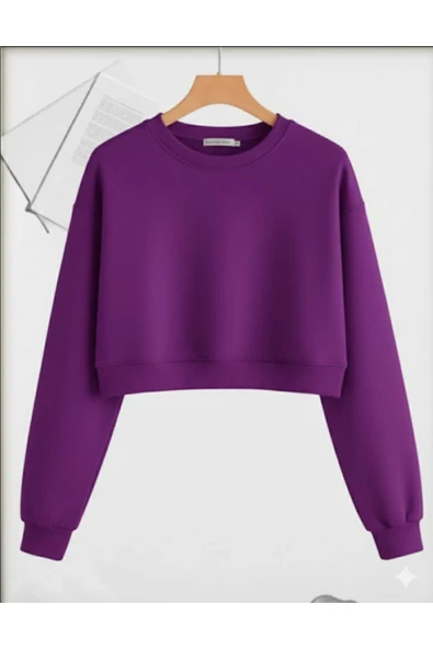 blackbonds bisiklet yaka kadın crop sweatshirt ürün görseli 1