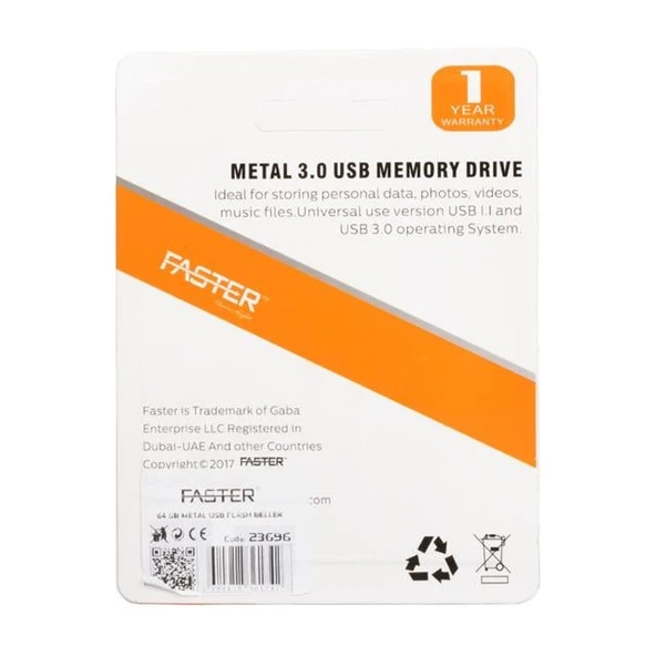 Faster 64 Gb Metal USB Flash Bellek - Resim 2