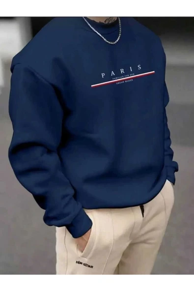 CAST COLLECTİON Erkek Lacivert Bisiklet Yaka Sweatshirt ürün görseli 1