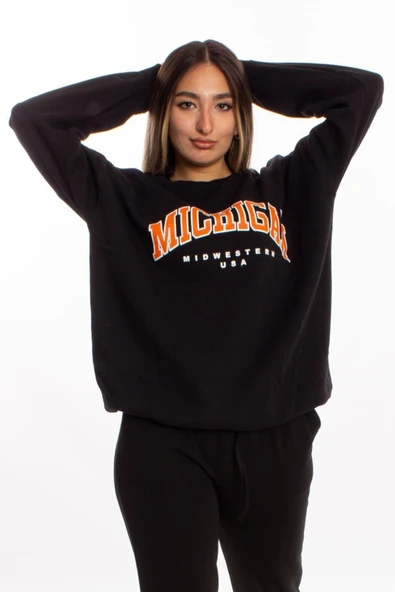 blackbonds Siyah Oversize Mıchıgan Sweatshirt - Resim 2