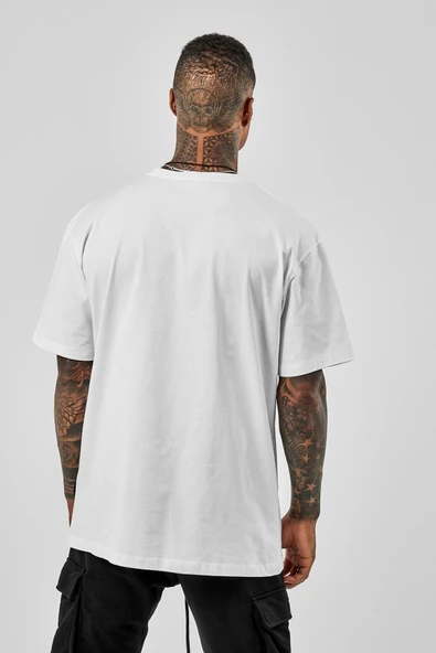 Pasage Oversize Düz Beyaz Tshirt - Resim 2