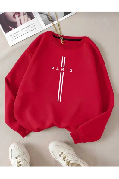 KOZİA OUTDOORS malkoçbey  paris dikey baskılı oversize unisex  swaetşhirt ürün görseli 1