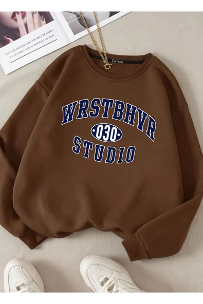 eymore WRSTBHVR 030 STUDİO BASKILI BİSİKLET YAKALI SWEATSHİRT ürün görseli 1