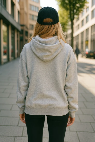 KOZİA OUTDOORS kurdela baskılı kadın kapuson basic swaetşhirt - Resim 8