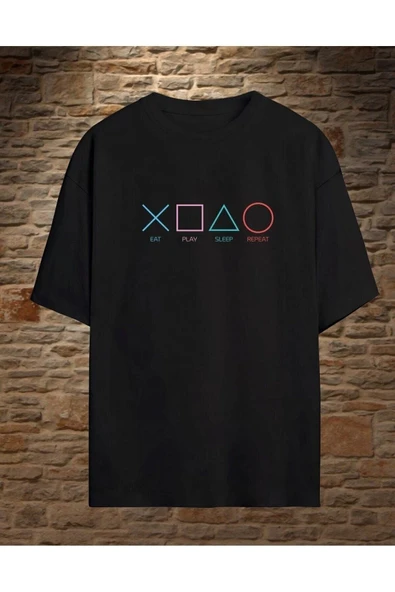 ONTHELİFE Unisex Baskılı Oversize T-shirt Play ürün görseli 1