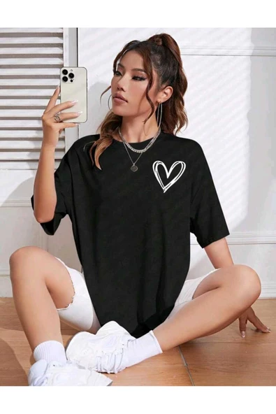ORWEN T-SHIRT MİNİMAL KALP BASKILI ürün görseli 1