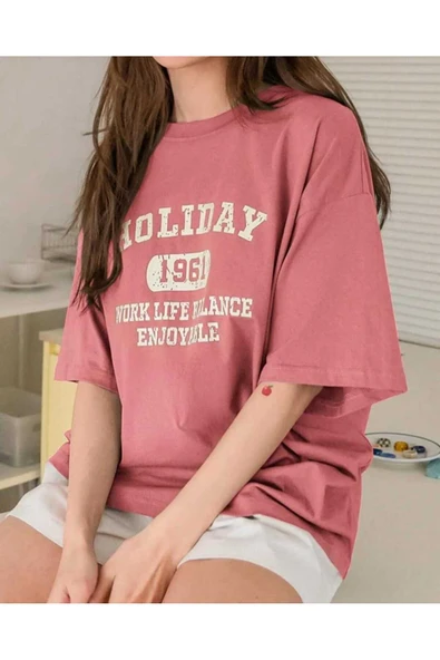 KOZİA OUTDOORS MALKOÇBEY  HOLIDAY BASKILI OVERSİZE UNİSEX BASİC T-ŞHİRT ürün görseli 1