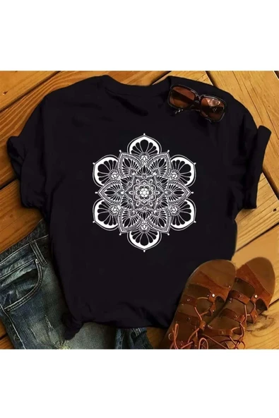 KOZİA OUTDOORS malkocbey çiçek baskılı siyah oversize unisex t-şhirt ürün görseli 1